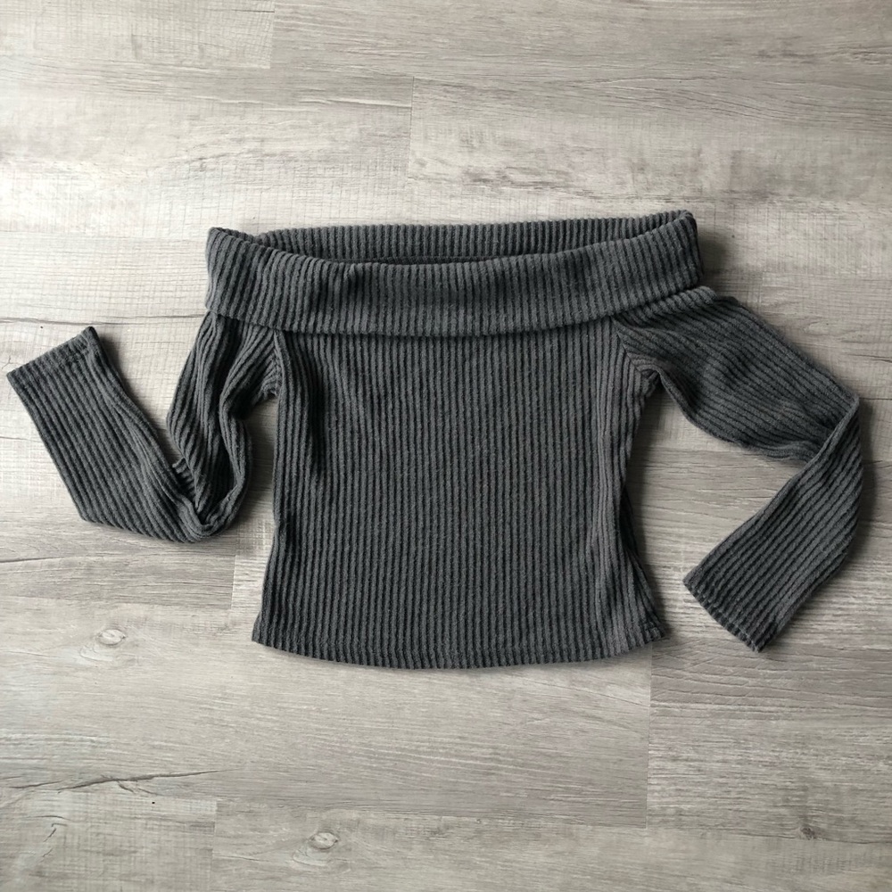 Women's Off-Shoulder Gray Sweater